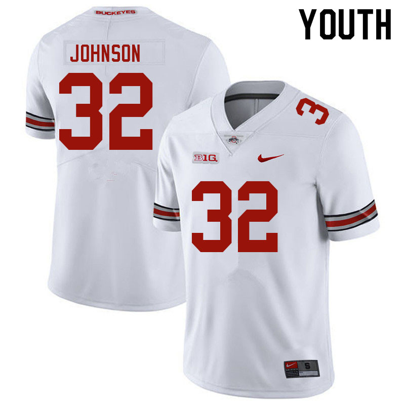 Ohio State Buckeyes Jakailin Johnson Youth #32 White Authentic Stitched College Football Jersey